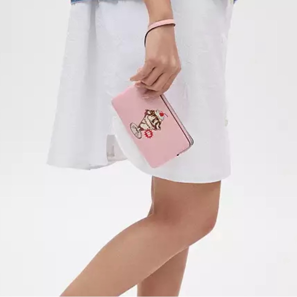 Coach Pink Leather Wristlet